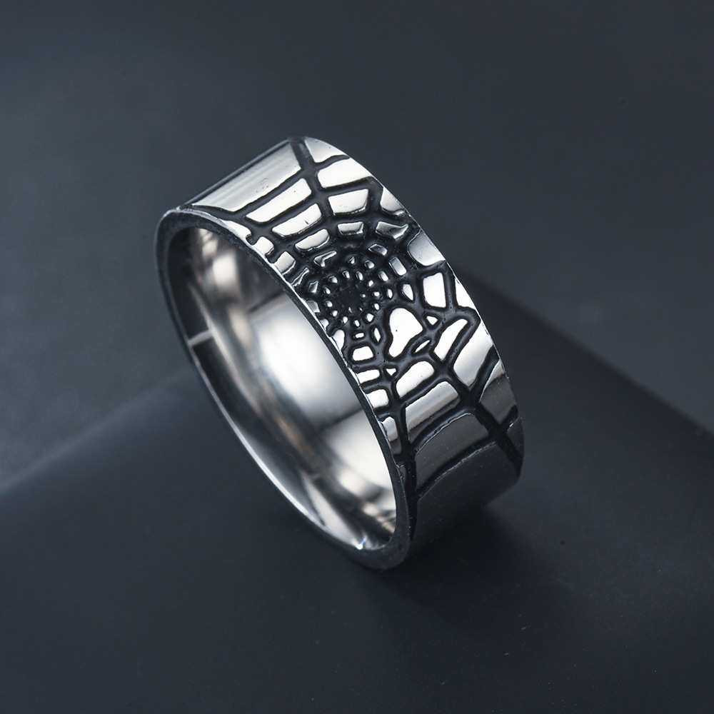 Initial Ring Custom - Stainless Steel Simple Spider Web Ring