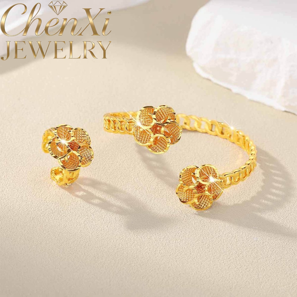 Coordinates Bracelet - Sand Gold Floral Open-End Bangle And
