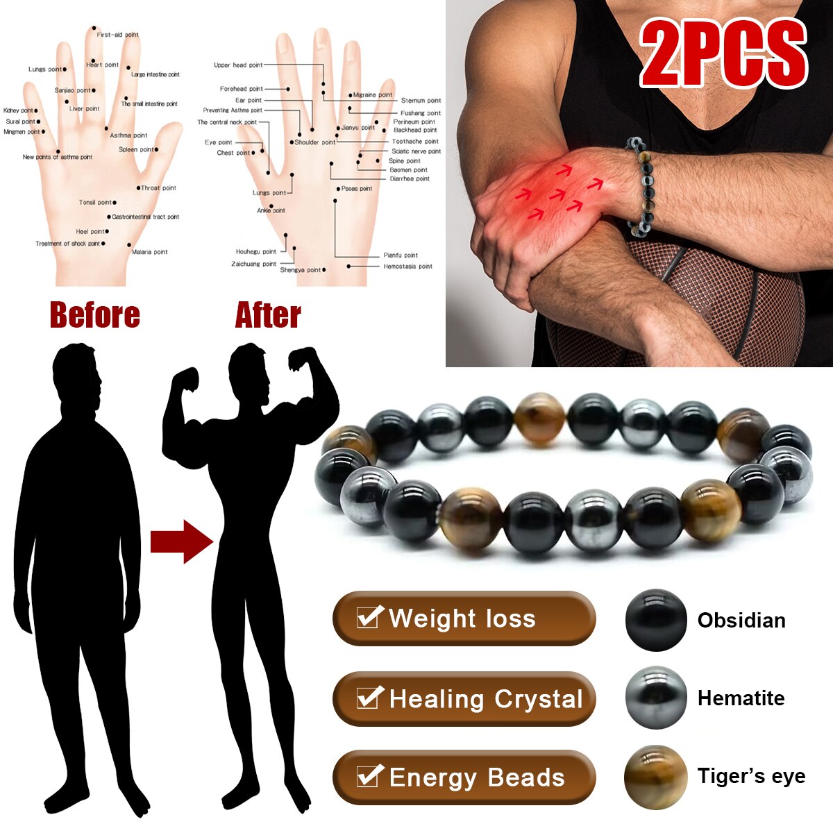 2PCS/Set Triple Protection Bra - Coordinates Bracelet ulasan dan harga