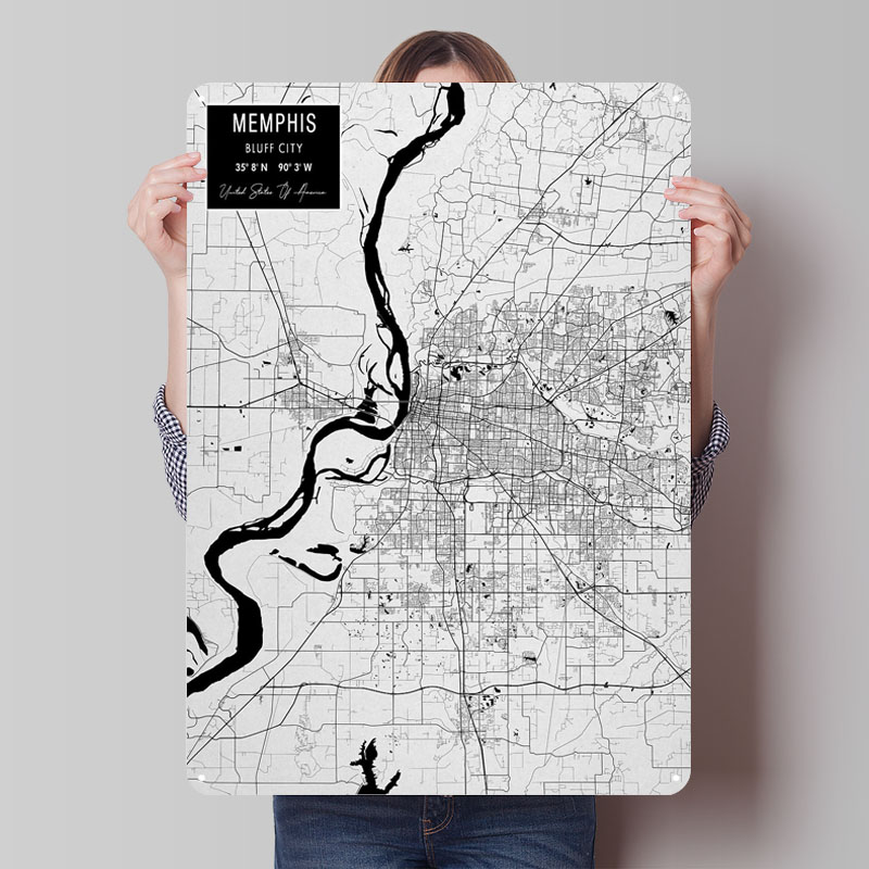 Memphis TN USA Tinplate Signs  - Custom Map Poster ulasan dan harga