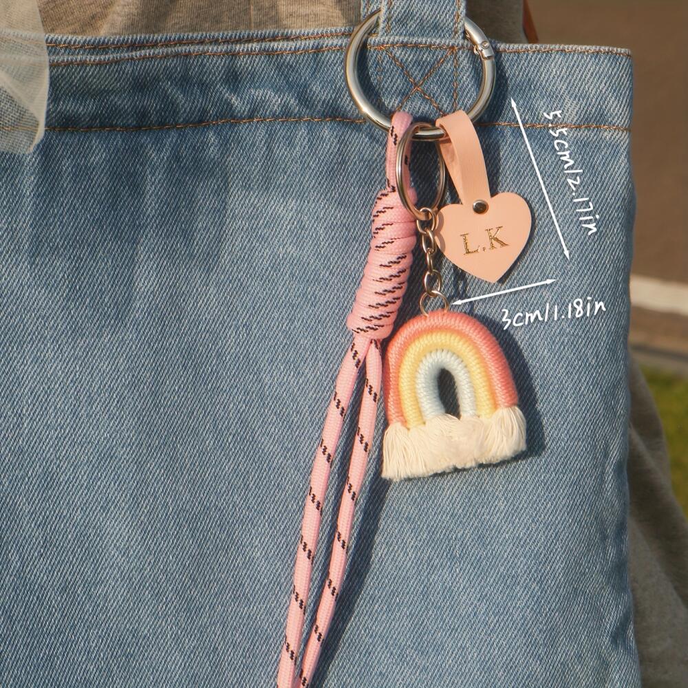 Custom Initial Heart Leather T - Monogram Keychain Leather ulasan dan harga