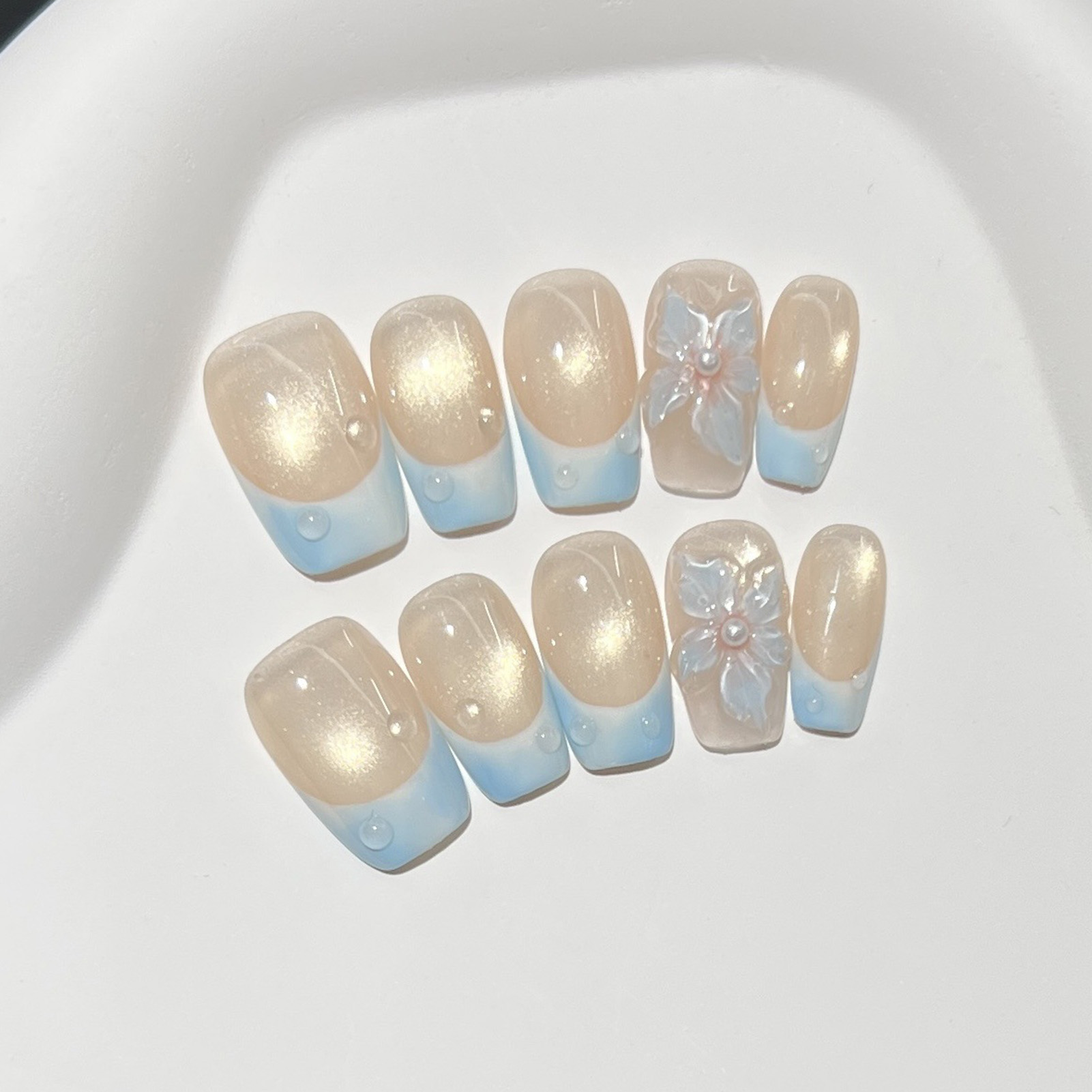10pcs French Blue Glossy Flora - Pressed Flower Art ulasan dan harga
