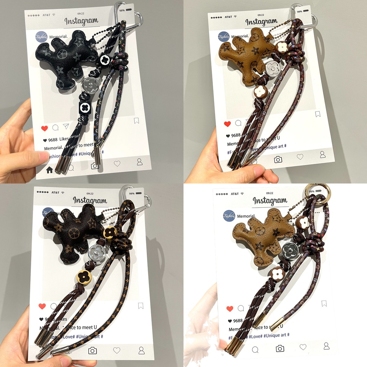 Mini Bear Pendant Charm for Ba - Monogram Keychain Leather ulasan dan harga