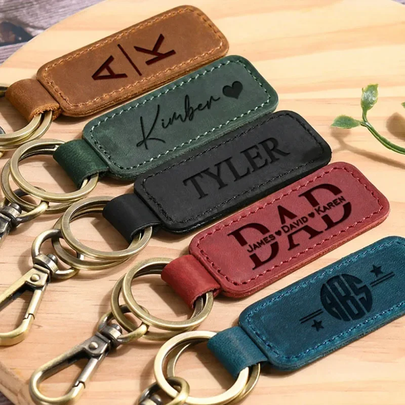 Laser Custom Logo Leather Keyc - Initial Ring Custom ulasan dan harga