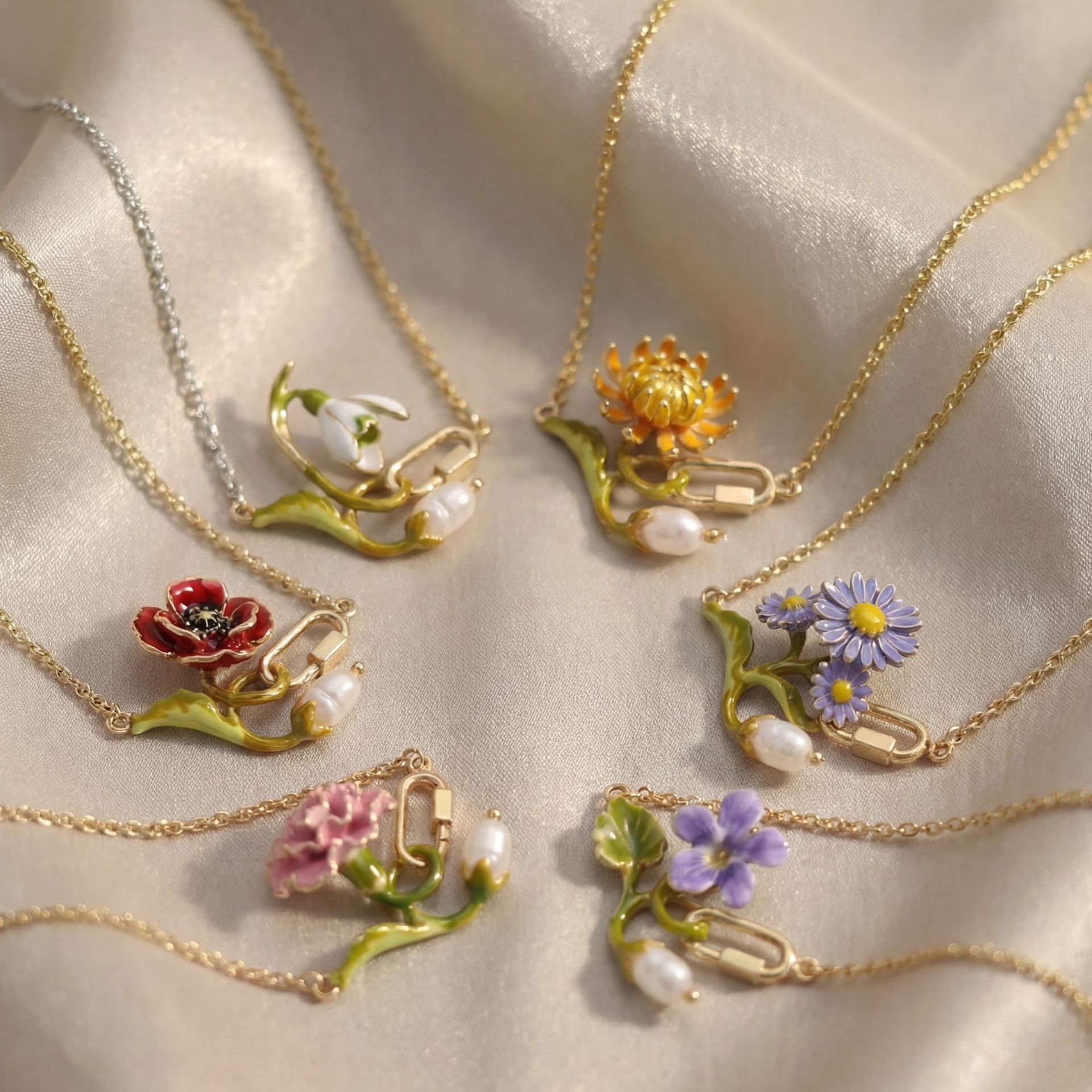 12 Month Birth Flower Necklace - Birth Flower Necklace ulasan dan harga