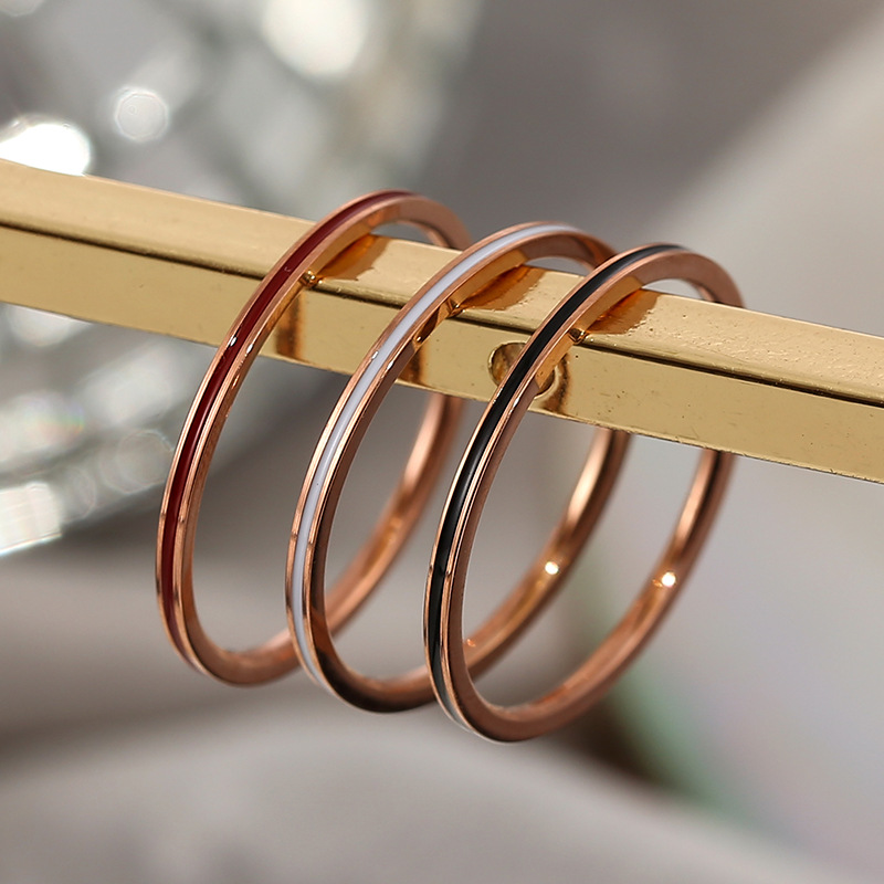 Titanium Steel Rose Gold Color - Initial Ring Custom ulasan dan harga