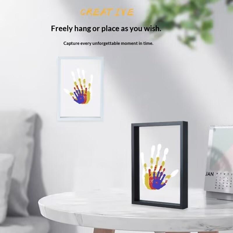 New-1Set Family Handprint Phot - Engraved Wood Frame ulasan dan harga