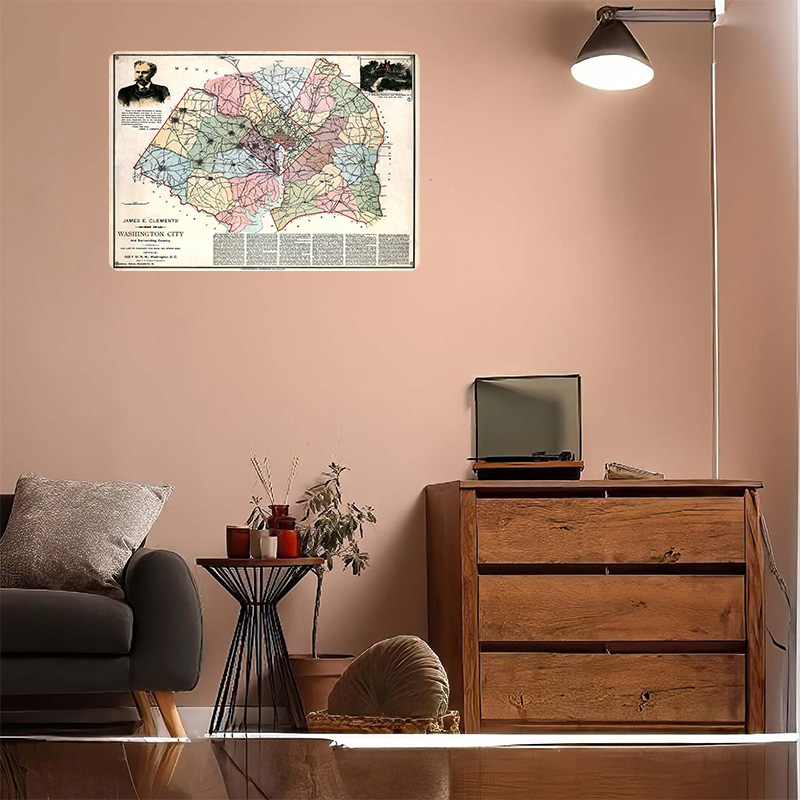 Map of Washington City Printed - Custom Map Poster ulasan dan harga