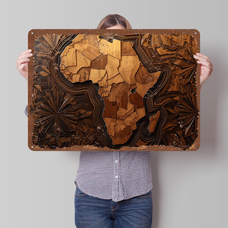 Africa Map Wood Carving Art Pr - Custom Map Poster ulasan dan harga