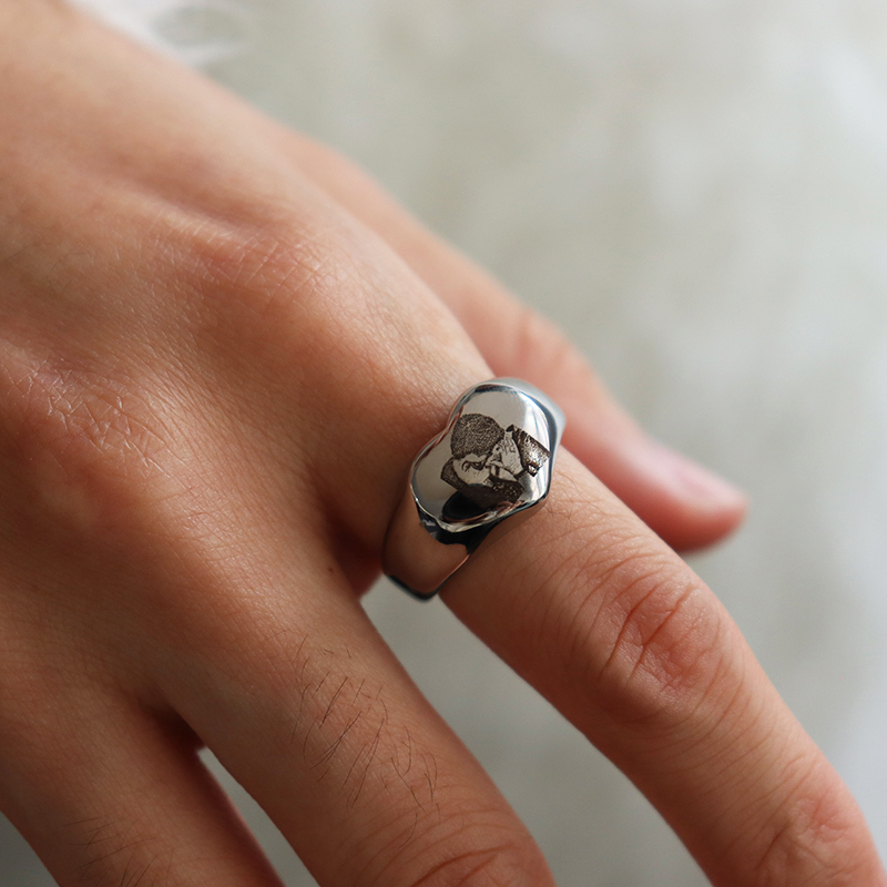 Custom Engraved Picture Logo N - Initial Ring Custom ulasan dan harga