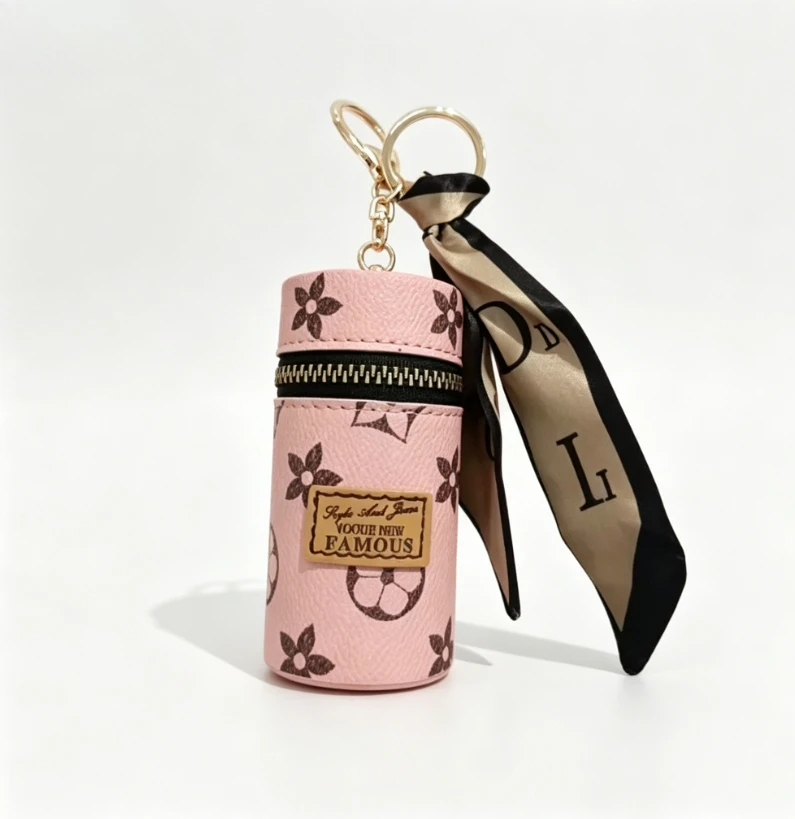 Pink Floral Monogram Print Cyl - Monogram Keychain Leather ulasan dan harga