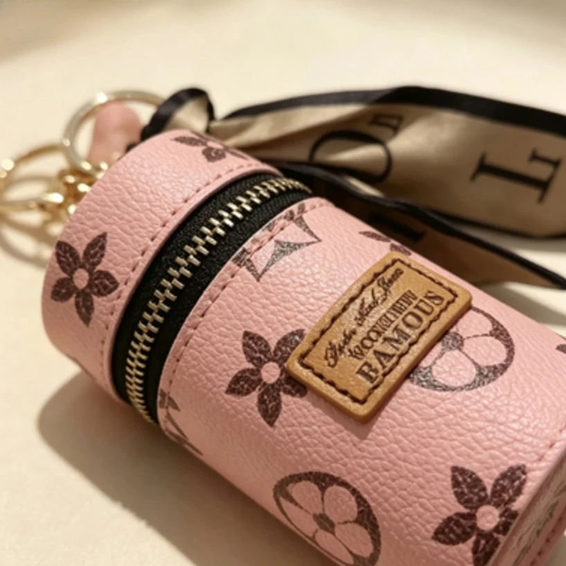 Pink Floral Monogram Print Cyl - Monogram Keychain Leather ulasan dan harga