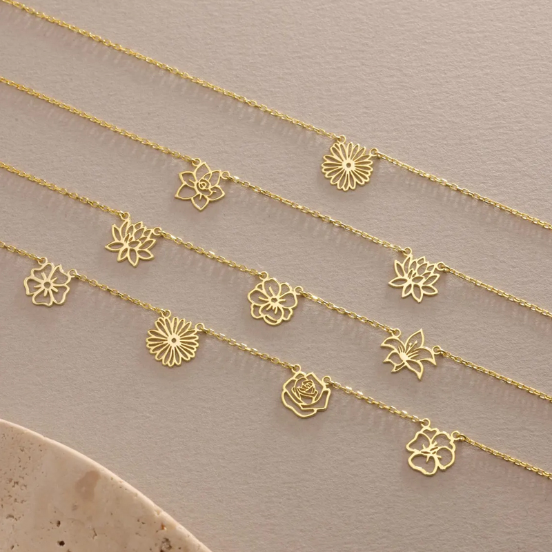 Customized Birth Flowers Neckl - Birth Flower Necklace ulasan dan harga