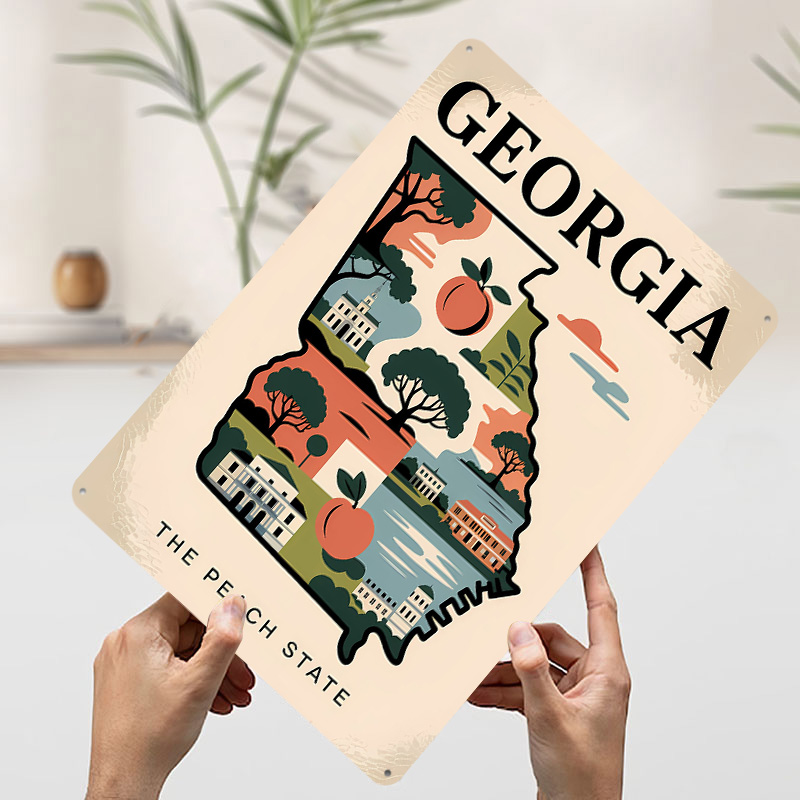 Georgia: The Peach State Illus - Custom Map Poster ulasan dan harga