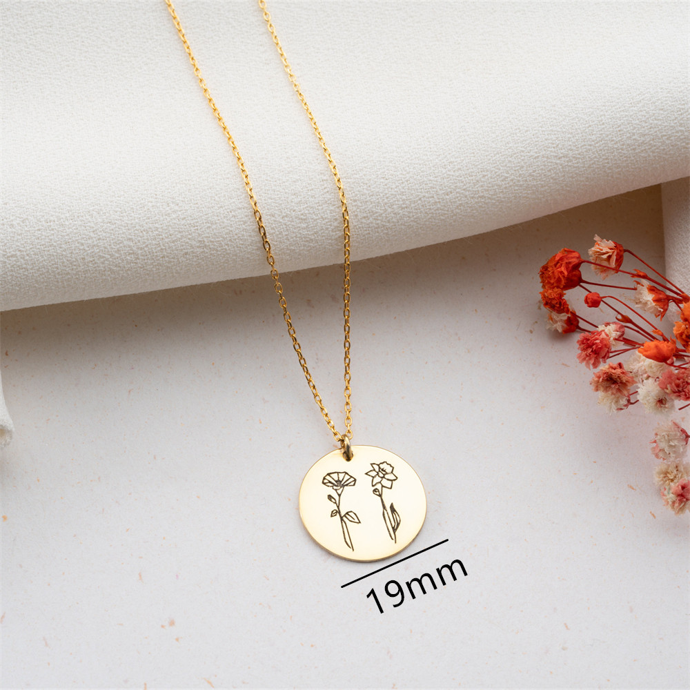Family Birth flower Necklace C - Birth Flower Necklace ulasan dan harga