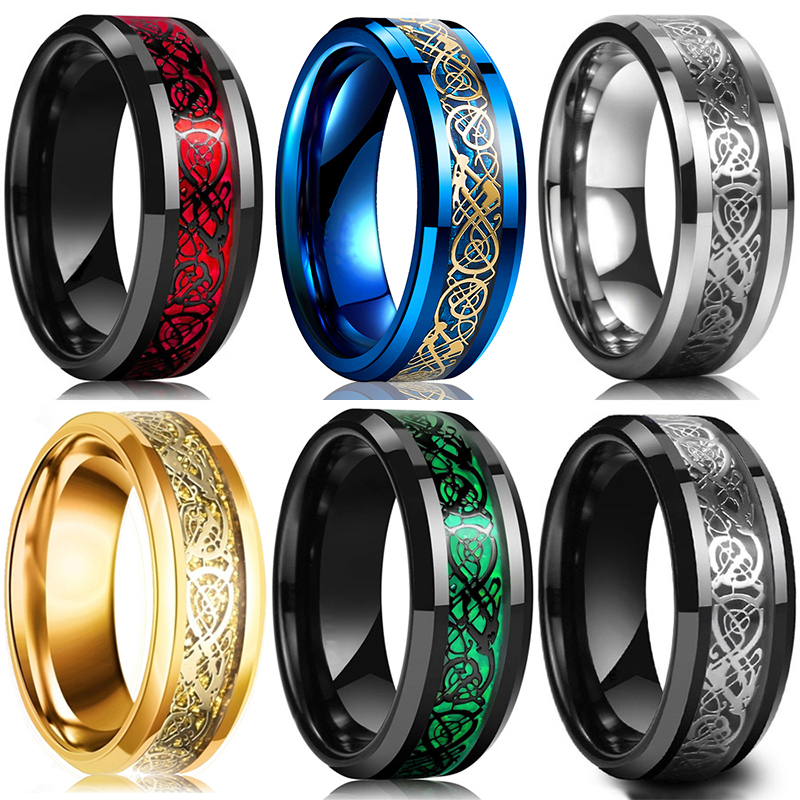 Fashion 8mm Men's Stainless St - Initial Ring Custom ulasan dan harga