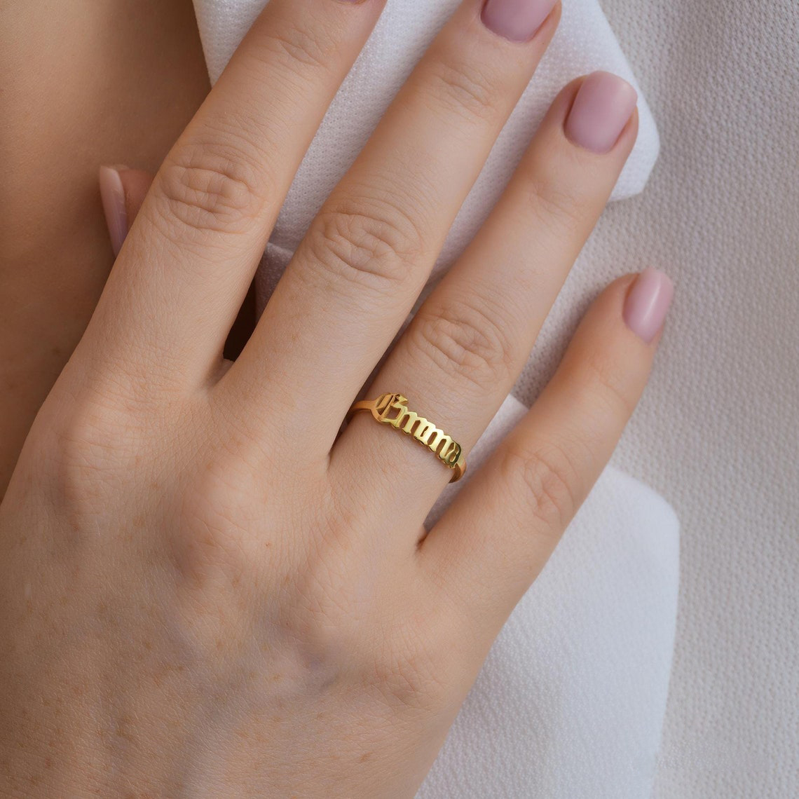 Custom Gold Ring Women Gothic  - Initial Ring Custom ulasan dan harga